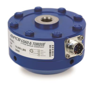 pcb l&t fatigue rated load cell low profile, 5 klbf rated capacity 300% overload protection 2.0mv/v output 5/8-18 unf-2b thread  pt02e-10-6p connector with mounting base.