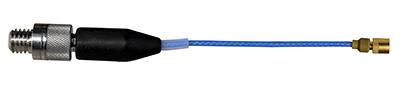 miniature, low-noise coaxial cable, blue fep jacket, 10-ft, 3-56 plug miniature coaxial connector to 10-32 jack, low outgassing