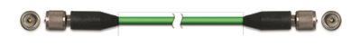 low-noise, green, coaxial, tfe cable with stranded conductor, 10-ft, 10-32 plug on both ends