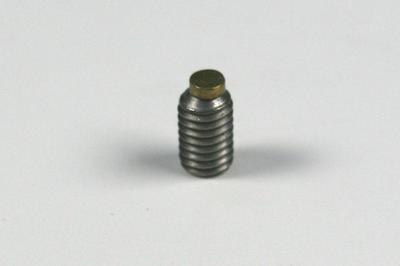 mounting stud, 10-32 x 0.365 long stainless steel screw with hex socket and  brass tip