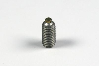 mounting stud, 1/4-28 x 0.563 long stainless steel screw with hex socket and  brass tip