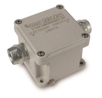 electronic vibration switch, internal icp® accel., 0-1.5 ips, 24 vdc powered, 10a form c relays, std enclosure, dual ports with 1/2 npt conduit hubs