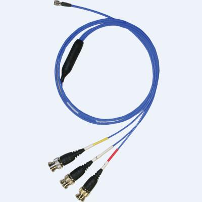 4-conductor, low noise, shielded fep cable, 50-ft, mini 4-socket plug to (3) bnc plugs (labeled x, y, z)