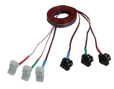 3-channel ribbon cable assembly, 25-ft, (3) model 333b mounting sockets to (3) 3-pin idc connectors