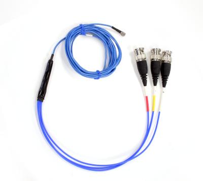 4-conductor, shielded cable, silicone jacket, 20-ft, miniature 4-socket 8-36 plug to (3) bnc plugs