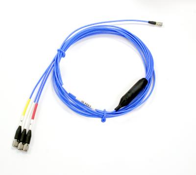 4-conductor, low noise, shielded fep cable, 50-ft, mini 4-socket plug to (3) 10-32 plugs (labeled x, y, z)