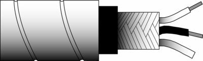 armor jacketed polyurethane cable, 2-conductor, twisted pair w/drain, shielded