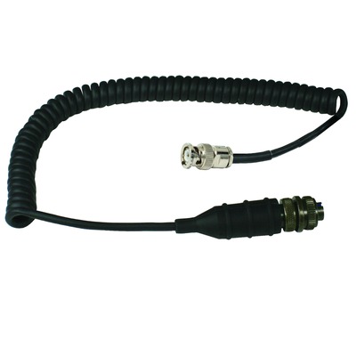 2-cond. twisted/shielded pair, coiled polyurethane cable, 6-ft, 2-pin mil w/ env. sealed backshell, extended strain relief to bnc plug