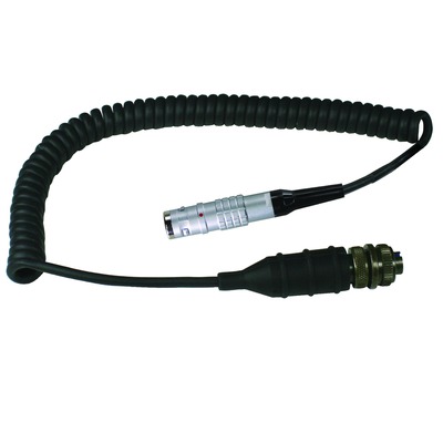 2-cond. twisted/shielded pair, coiled polyurethane cable, 6-ft, 2-pin mil w/ env. sealed backshell, extended strain relief to 7-pin lemo connector