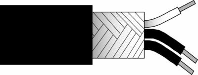 polyurethane cable, 3-conductor twisted, shielded