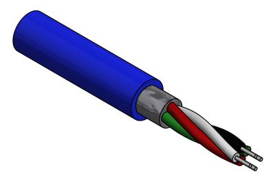 anti-noise, 4-conductor, 36 awg (7/44), twisted bundle, shielded, blue silicone cable (for 3501b mems shock sensors)