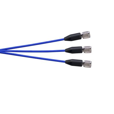 triple splice assembly for 4-conductor cable to (3) 1-ft coaxial cables each to a 10-32 plug (ej)