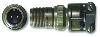 2-pin, ms3101a connector w/strain relief  (meets mil-c-5015)