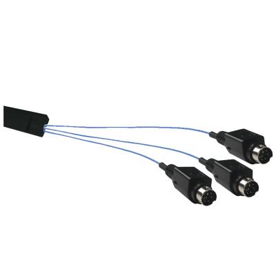 triple splice assembly with (3) 1-ft 4-cond. cables each with a 8-pin mini din (ln), 4-wire bridge