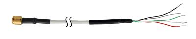 4-conductor, twisted bundle, high strength, flexible, shielded, silicone rubber cable, 60-in, 1/4-28 4-socket plug (ay) to tinned pigtails