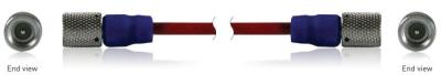 low noise coaxial cable, red ptfe jacket, 12-in, 10-32 plug to 10-32 plug