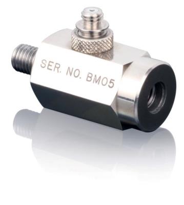 accelerometer, pe, 2.2 pc/g, comparison standard accel, 1/4-28 integral mounting stud, 1/4-28 test mounting hole, 40 grams