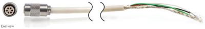 miniature, 4-conductor, shielded, flexible silicone rubber cable, 240-in, 6-socket plug to pigtails, for 2262a