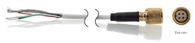4-conductor, twisted bundle, high strength, flexible, shielded, silicone rubber cable, 240-in, 1/4-28 4-socket plug to tinned pigtails