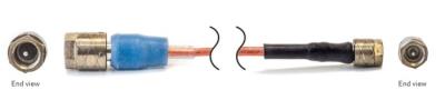 low noise, coaxial, lightweight, flexible, pfa cable, 12-in, hex/knurled m3 plug to hex/knurled 10-32 plug