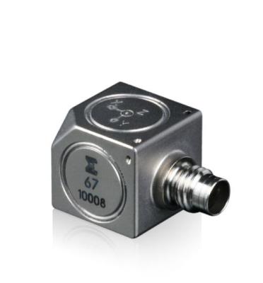 accelerometer, iepe, 10 mv/g triax, ±500 g,  -65°f to +347°f, not isolated, adhesive mount or m4 thread, side connector, 14 grams, no cable incl.