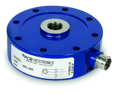 pcb l&t load cell, low profile, 500 lbf rated capacity, 50% overload protection, 2mv/v output, 5/8-18 unf-2b female thread, pt02e connector, with mounting base