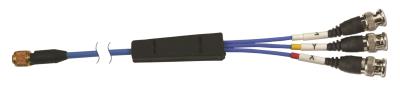 4-conductor, low noise, shielded, fep cable, 30-ft, mini 4 socket plug to (3) bnc plugs, low outgassing