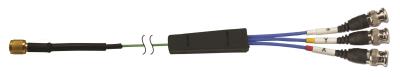 4-conductor, 85% shielded, lightweight, green fep cable, 10-ft, 4-socket plug to (3) bnc plugs (labeled x,y,z), low outgassing
