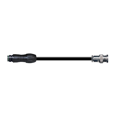 polyurethane cable, 2-conductor twisted pair w/drain, shielded, 1-ft, 3-socket half breakaway connector to bnc plug