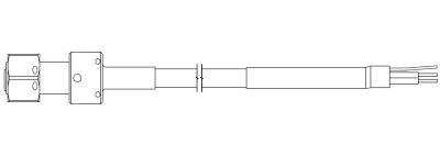 low noise kevlar cable, 10-ft, 2-socket, 500°f, 7/16-27 uns-2b plug to pigtails