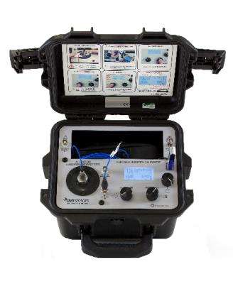 portable vibration calibrator with 5-10k hz frequency range adjustable amplitude ranges (acceleration, velocity, displacement). calibrates all types of vibration transducers.  lcd readout in english or metric units