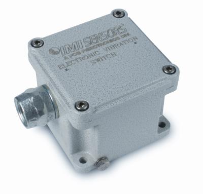electronic vibration switch, internal icp® accel., 0-1.5 ips, ac powered, 10a form c relays, std enclosure, single port with 1/2 npt conduit hub