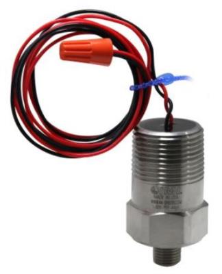 intrinsically safe (csa only) vibration sensor, 4 to 20 ma output, 0 to 2 in/sec pk, 3 to 1k hz, top exit, 36” flying leads