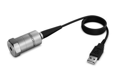 digital, industrial, ceramic accelerometer, 0.9 to 15k hz, top exit, integral cable terminating in usb connector