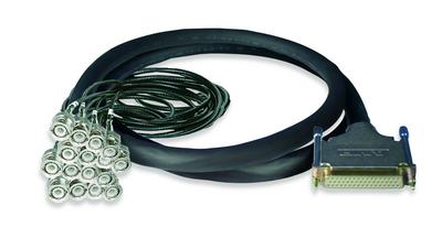 multi-conductor shielded cable, ruggedized, 10-ft, db50 female to (16) bnc plugs (wired for pcb equipment only)