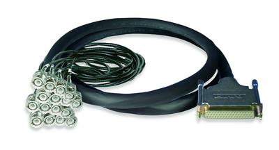 multi-conductor shielded cable, ruggedized, 50-ft, db50 female to (16) bnc plugs (wired for pcb equipment only)