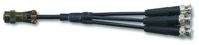 4-cond. twisted/shielded pair, polyurethane jacket cable, 10-ft, 4-socket mil-type ms3116 connector to triple-splice assembly to (3) bnc plugs, shield grounded