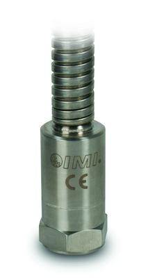 industrial vibration sensor, 4 to 20 ma output, 0 to 1 in/sec rms, 10 to 1k hz, top exit, 10-ft integral armor cable