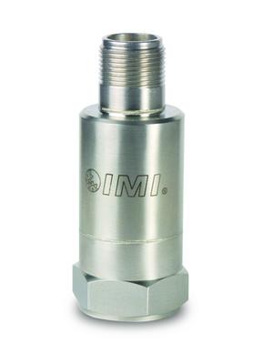 intrinsically-safe vibration sensor, 4 to 20 ma output, 0 to 2.0 in/sec rms, 10 to 1k hz, top exit, 2-pin conn