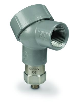 intrinsically-safe vibration sensor, 4 to 20 ma output, 0 to 1.0 in/sec pk, 3 to 1k hz, top exit, terminal block with conduit elbow