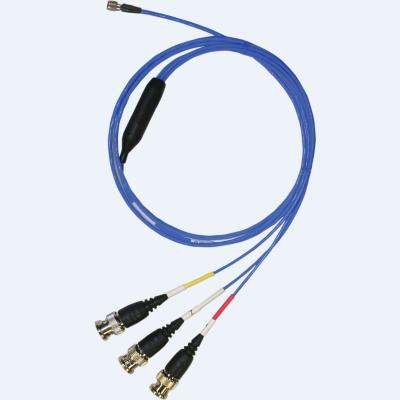 4-conductor, low noise, shielded fep cable, 10-ft, mini 4-socket plug to (3) bnc plugs (labeled x, y, z)