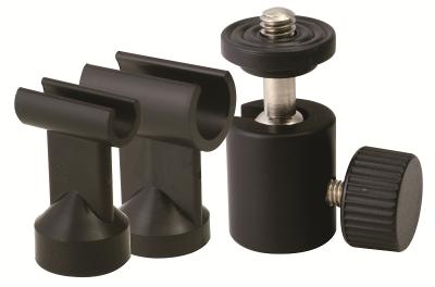 1/4-inch and 1/2-inch microphone holders and swivel base