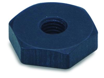 sensor mounting pad, adhesive mount to machine, 3/4 hex x 0.2 thk, 1/4-28 threaded hole for sensor mount