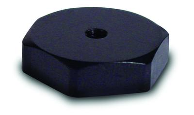 adhesive mtg base, 0.75 hex x 0.2 thk, 5-40 tapped hole, w/isolating hardcoat finish