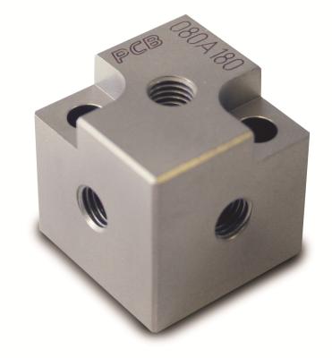 titanium triaxial mounting block, 1 cube, (3) 1/4-28 x .25 deep threaded holes. (2) 10-32 mtg screws