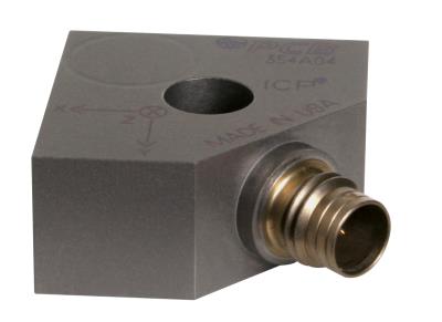 triaxial, thru-hole mtg, ceramic shear icp® accel, 10 mv/g, 0.4 to 5k hz, case isolated, teds v1.0, 4-pin connector