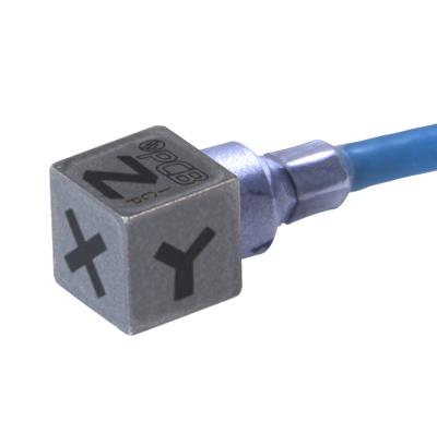 triaxial, lightweight miniature, ceramic shear icp® accel., 1.0 mv/g, 0.25 cube, 5 ft. integral cable to 4-pin jack, no mating cable supplied