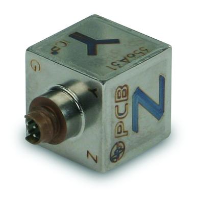 triaxial icp® accelerometer, 10 mv/g, 500 g, 1 to 7 khz, 4.5 gm, 8-36 4-pin connector, adhesive mounting, titanium housing, teds 1.0.