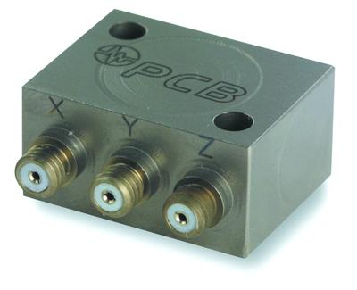 triaxial, miniature (23 gm) charge output accel., 10 pc/g, 5k hz, (3) 10-32 conn.