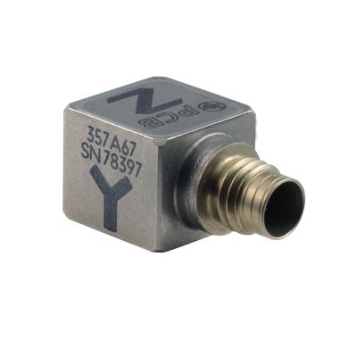 triaxial charge accelerometer, 0.40 x 0.45 inch, 3.0 pc/g, m3 thread, 4-pin conn but special cable req separately, see 523r10